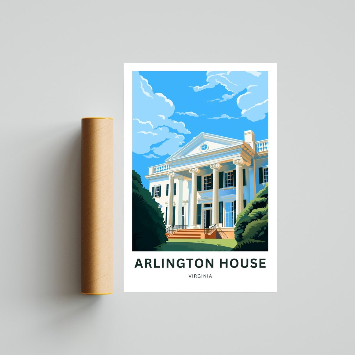 Arlington House Virginia White Columned Mansion Historic Travel Poster - Image 4