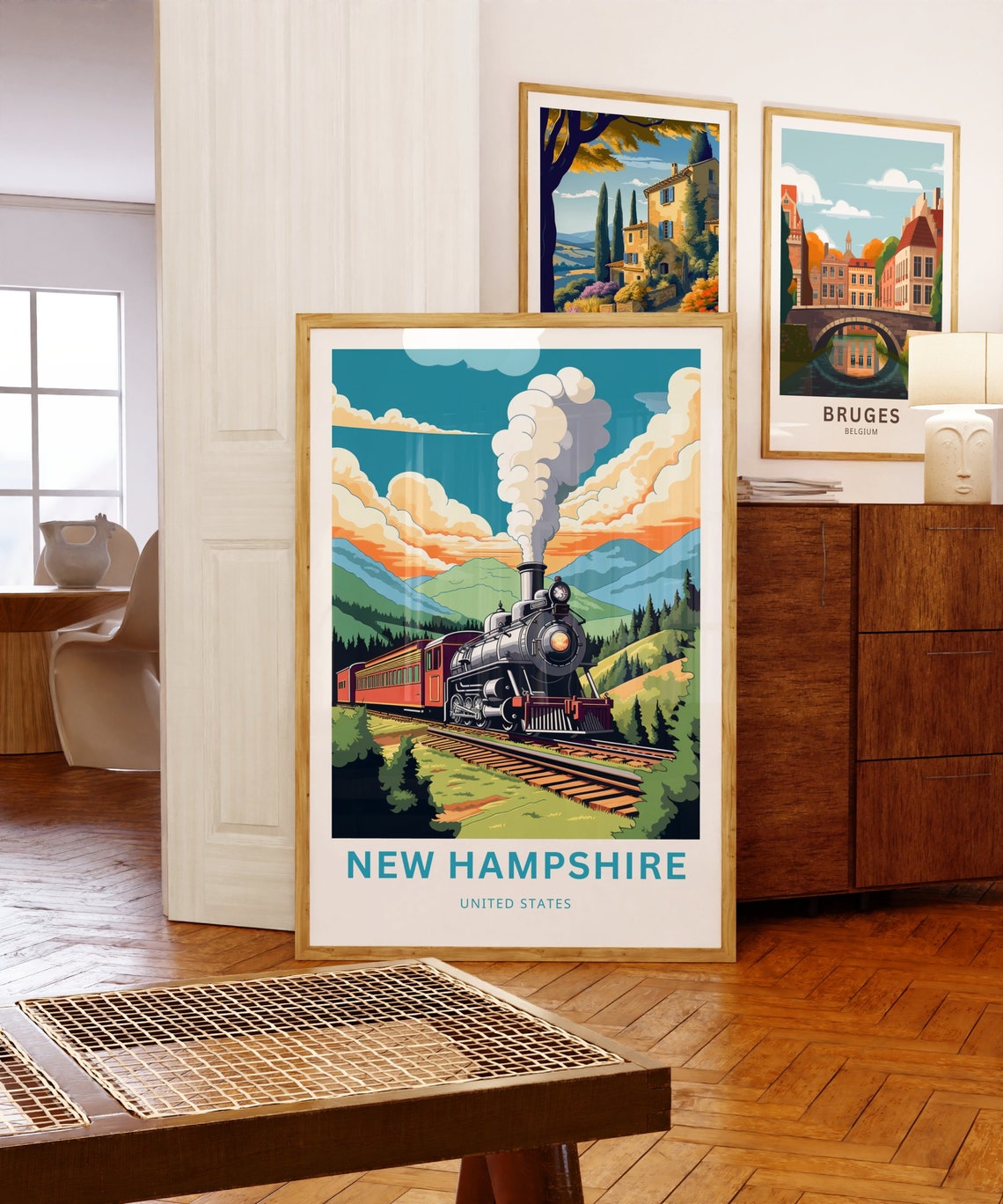 New Hampshire Personalized Steam Train Mountain United States Poster - Image 5