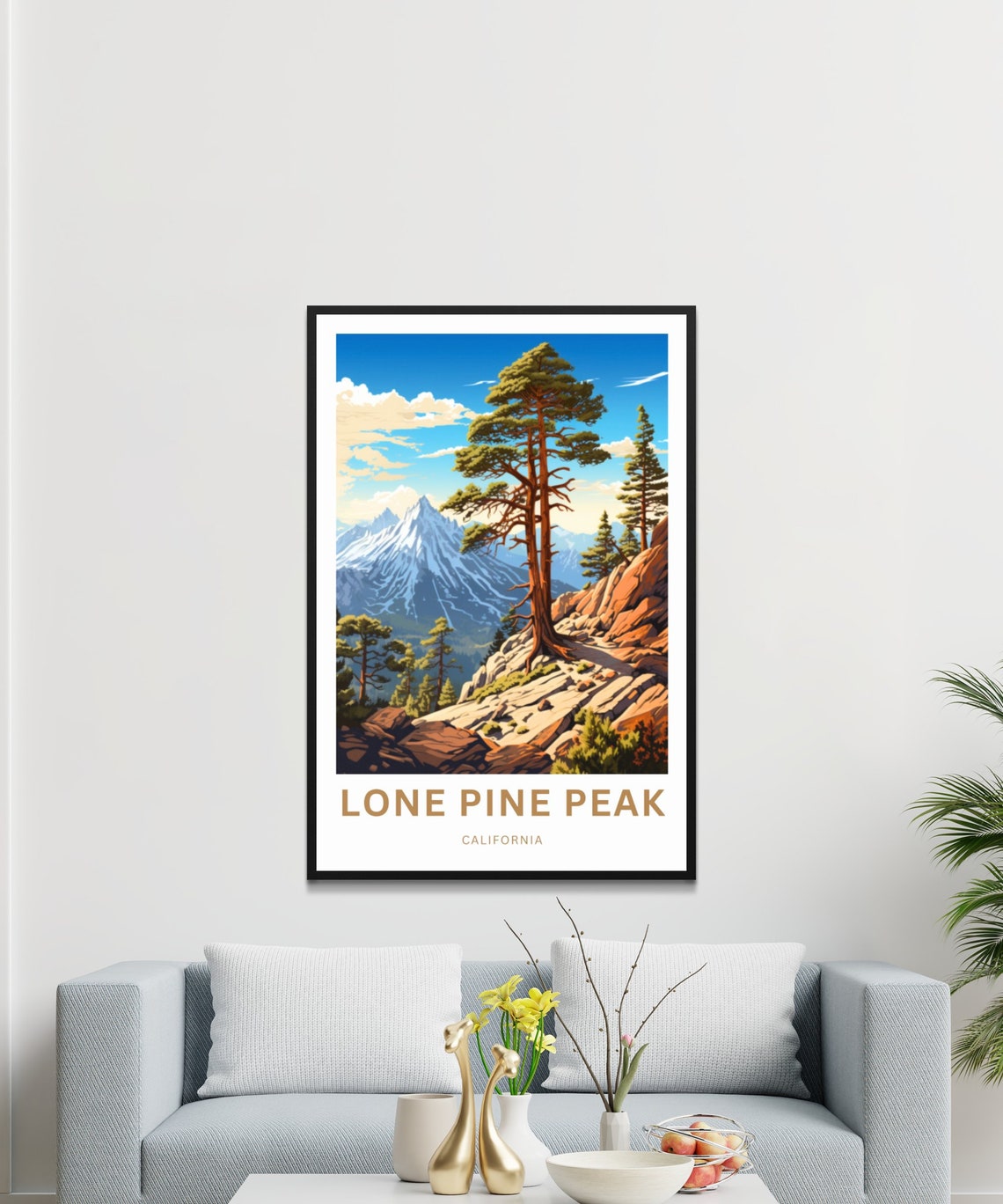 Lone Pine Peak Trail Travel Print Lone Pine Peak Trail Poster California Wall Art Framed Present Gift California Present - Image 3