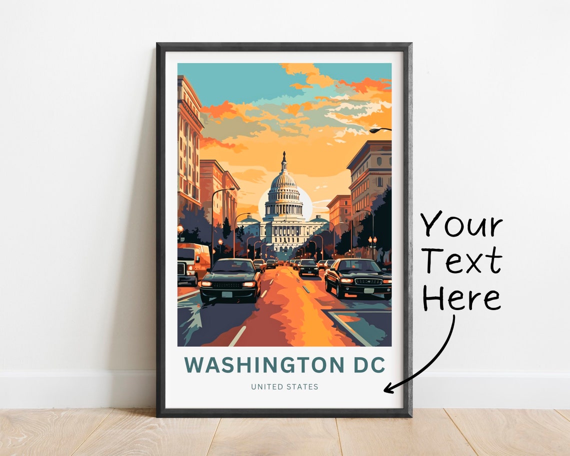 Personalized Washington DC Capitol Street Sunset Travel Poster