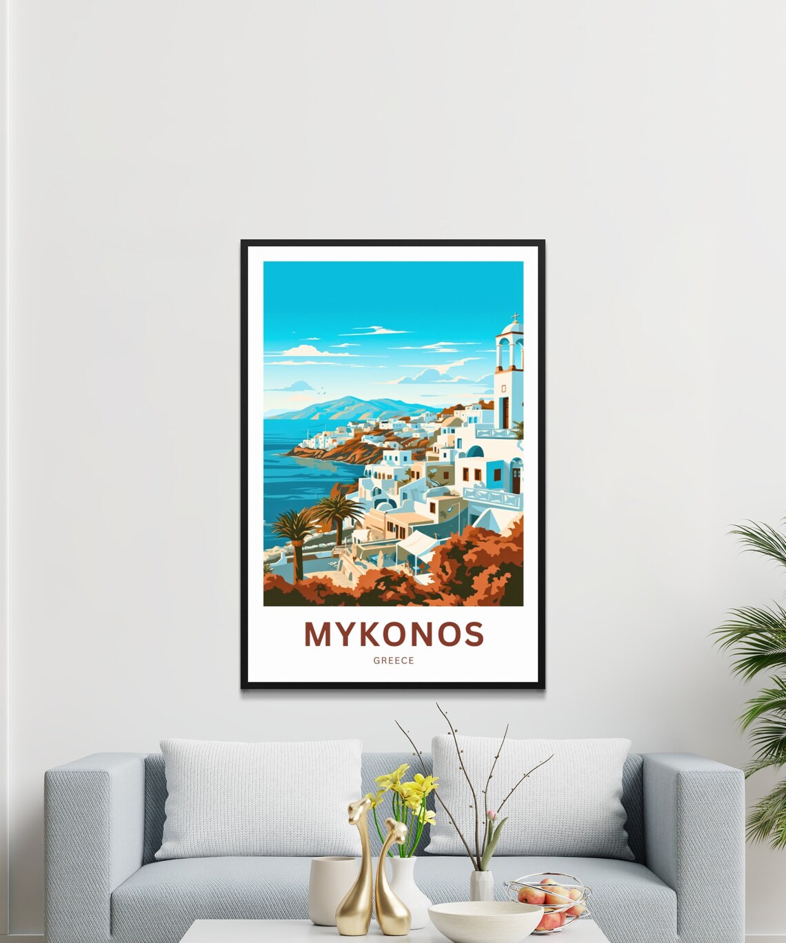Mykonos Greece Hillside Village View Personalized Travel Poster - Image 3