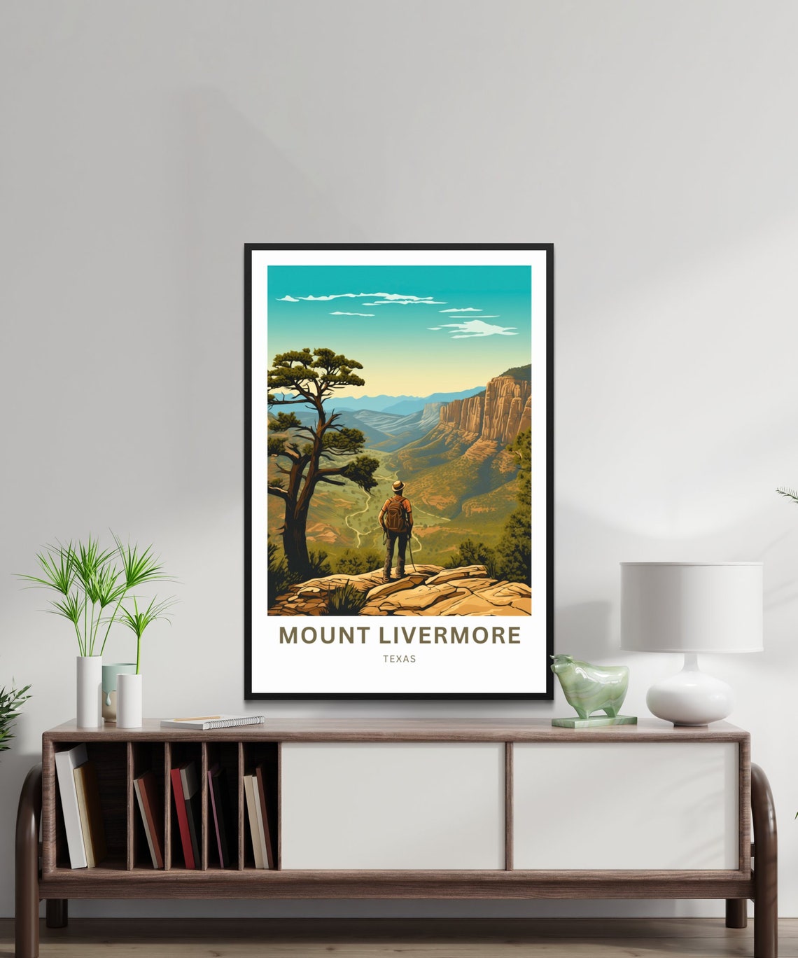 Mount Livermore Texas Hiker Canyon Overlook Personalized Poster - Image 3