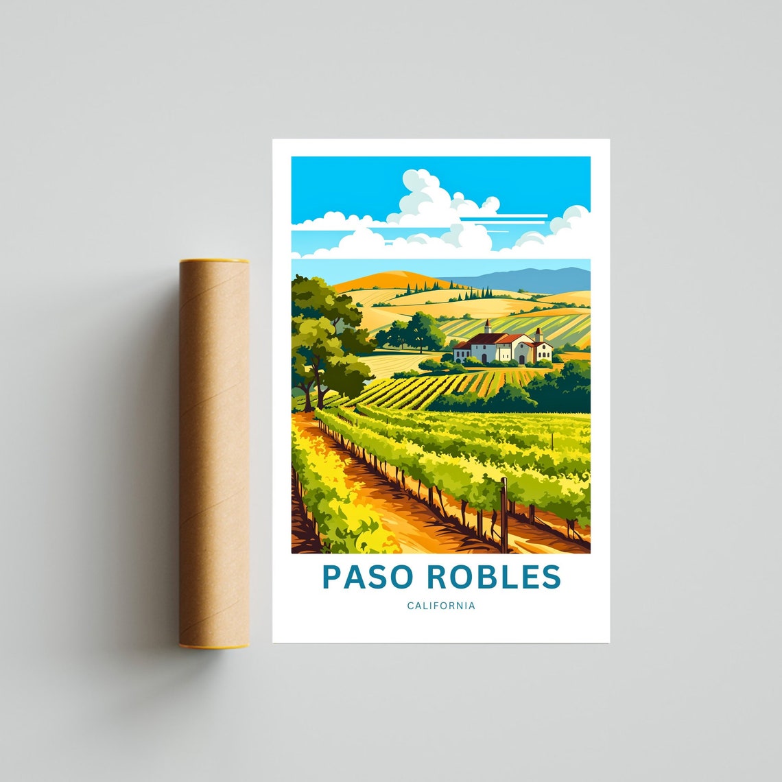 Paso Robles California Vineyard Custom Wine Country Travel Poster - Image 4