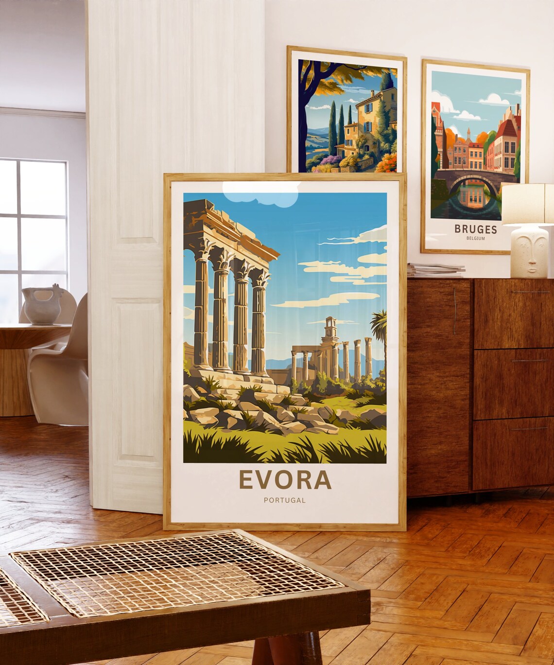 Evora Portugal Roman Temple Ruins Golden Personalized Poster - Image 5