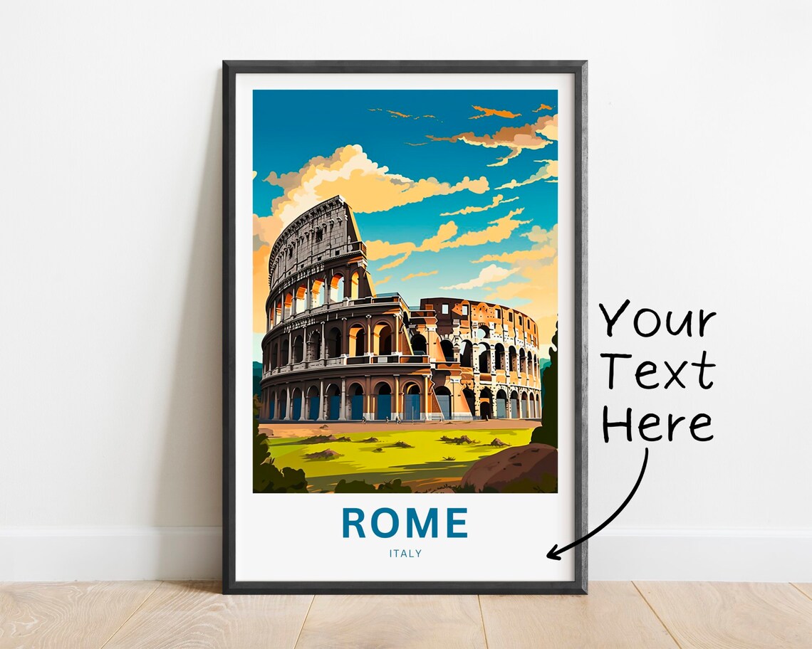 Personalized Rome Italy Colosseum Landmark Vintage Travel Poster