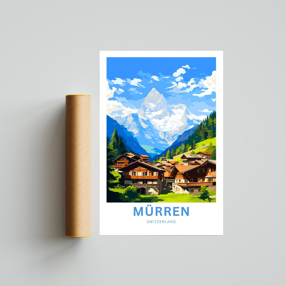 Personalized Murren Switzerland Alpine Village Custom Travel Poster - Image 4