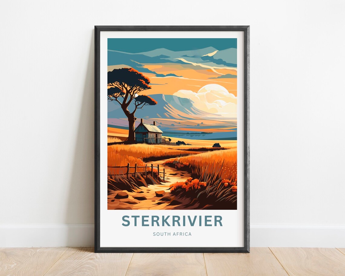 Sterkrivier South Africa Sunset Farmhouse Countryside Travel Poster