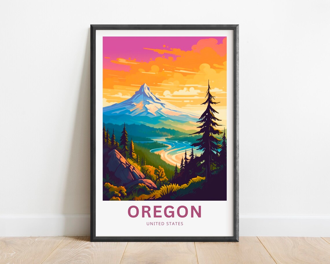 Oregon Travel Poster, United States Wall Art