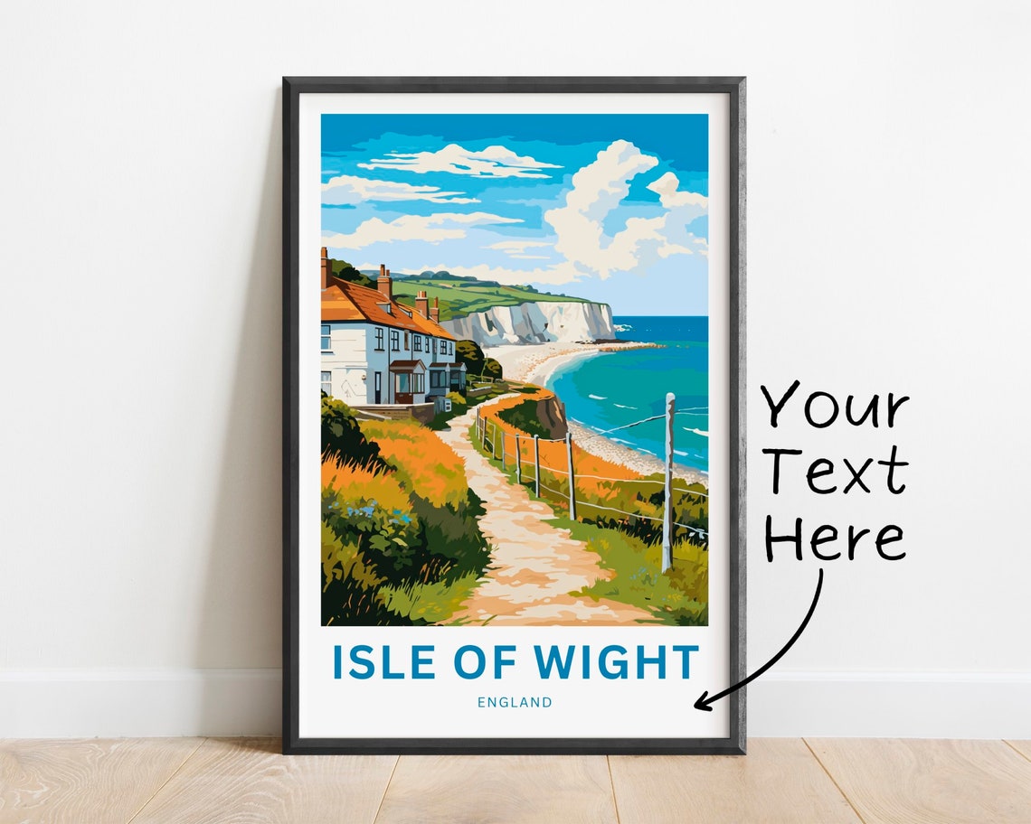 Isle of Wight England Cliff Path Beach Personalized Poster Art