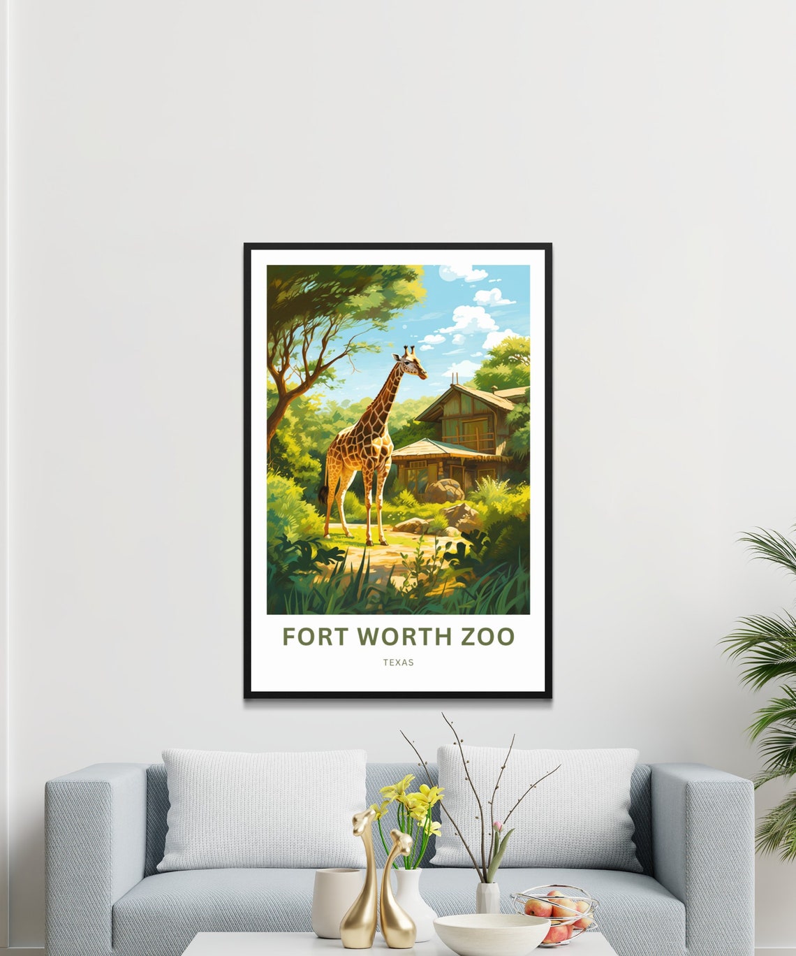 Personalized Fort Worth Zoo Texas Giraffe Custom Text Poster - Image 3