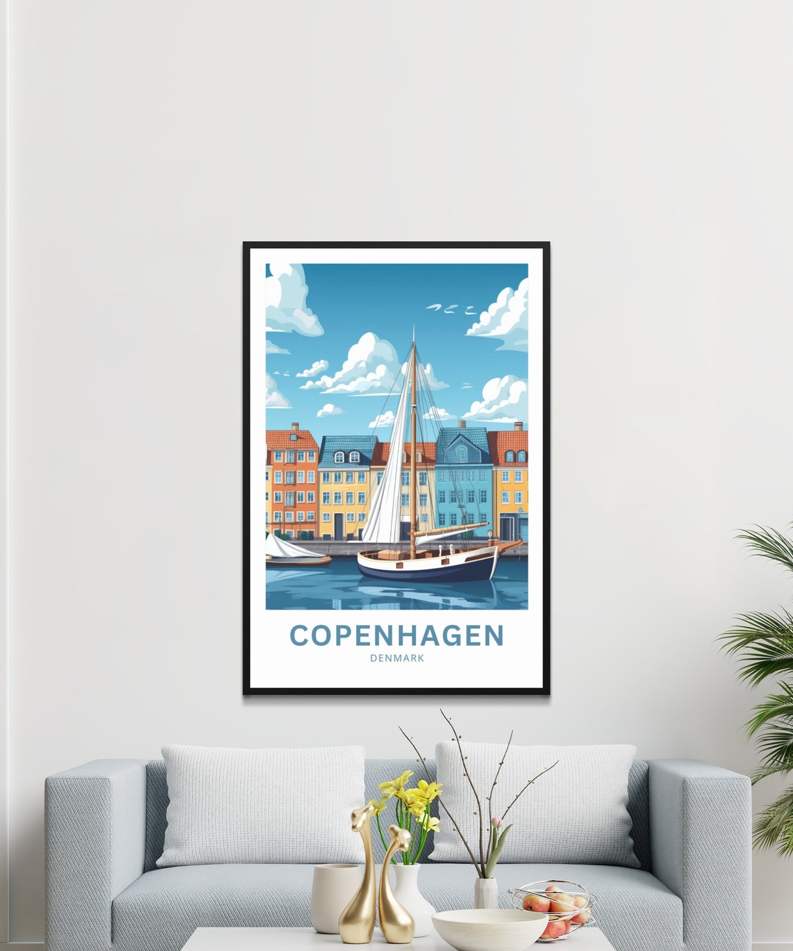 Copenhagen Denmark Nyhavn Harbor Colorful Sailboat Travel Poster - Image 3