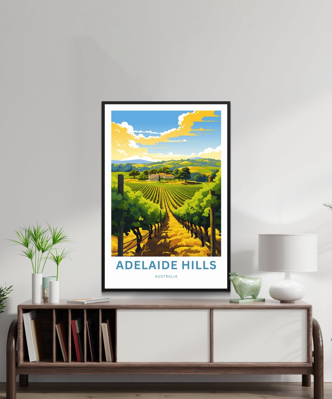 Adelaide Hills Australia Vineyard Countryside Wine Travel Poster - Image 2