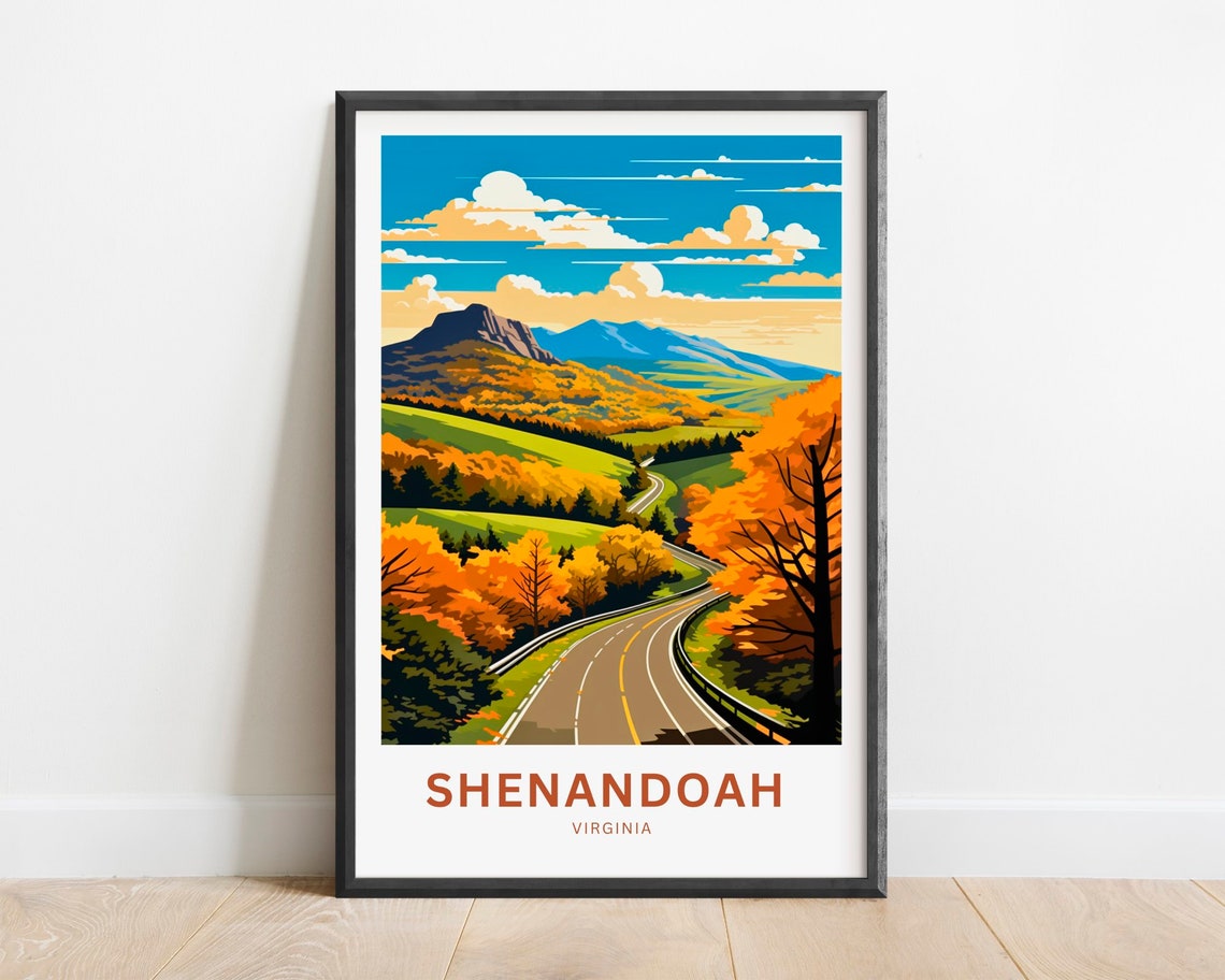 Shenandoah Virginia Autumn Mountain Road Fall Colors Travel Poster