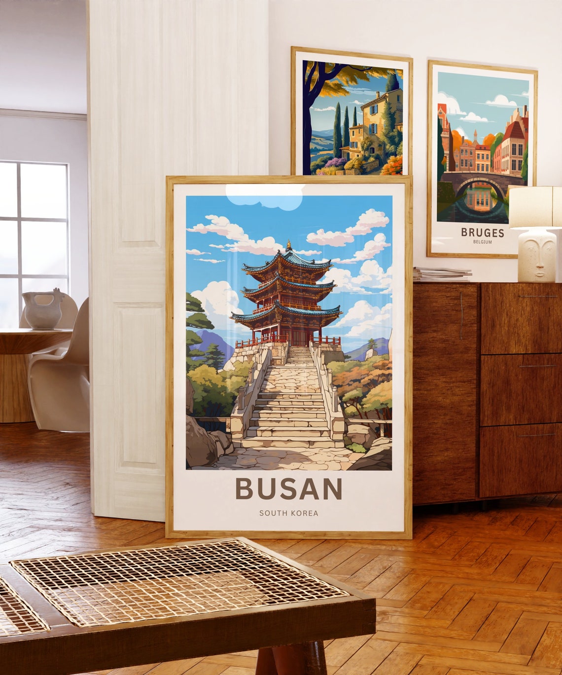 Personalized Busan South Korea Pavilion Staircase Temple Travel Poster - Image 5