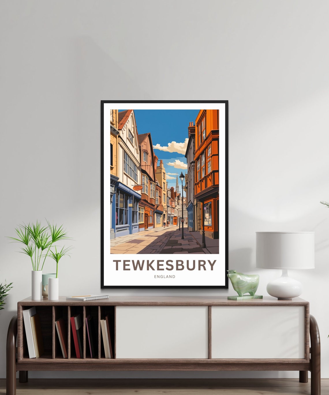 Tewkesbury England Colorful Historic Shops Street Travel Poster - Image 2
