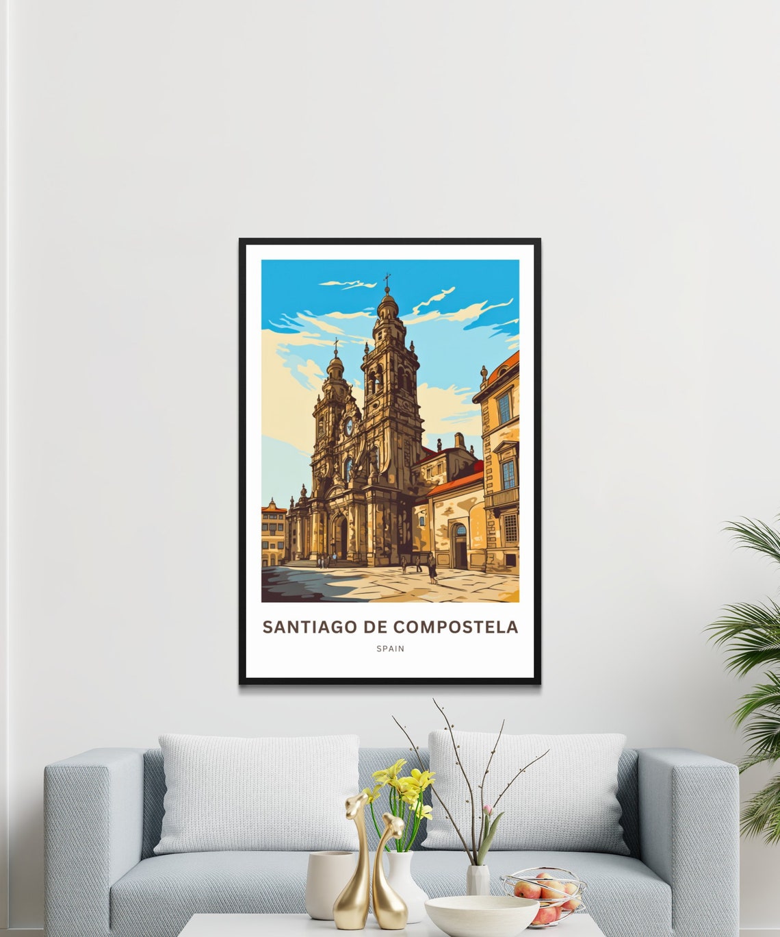 Santiago De Compostela Spain Cathedral Personalized Travel Poster - Image 3