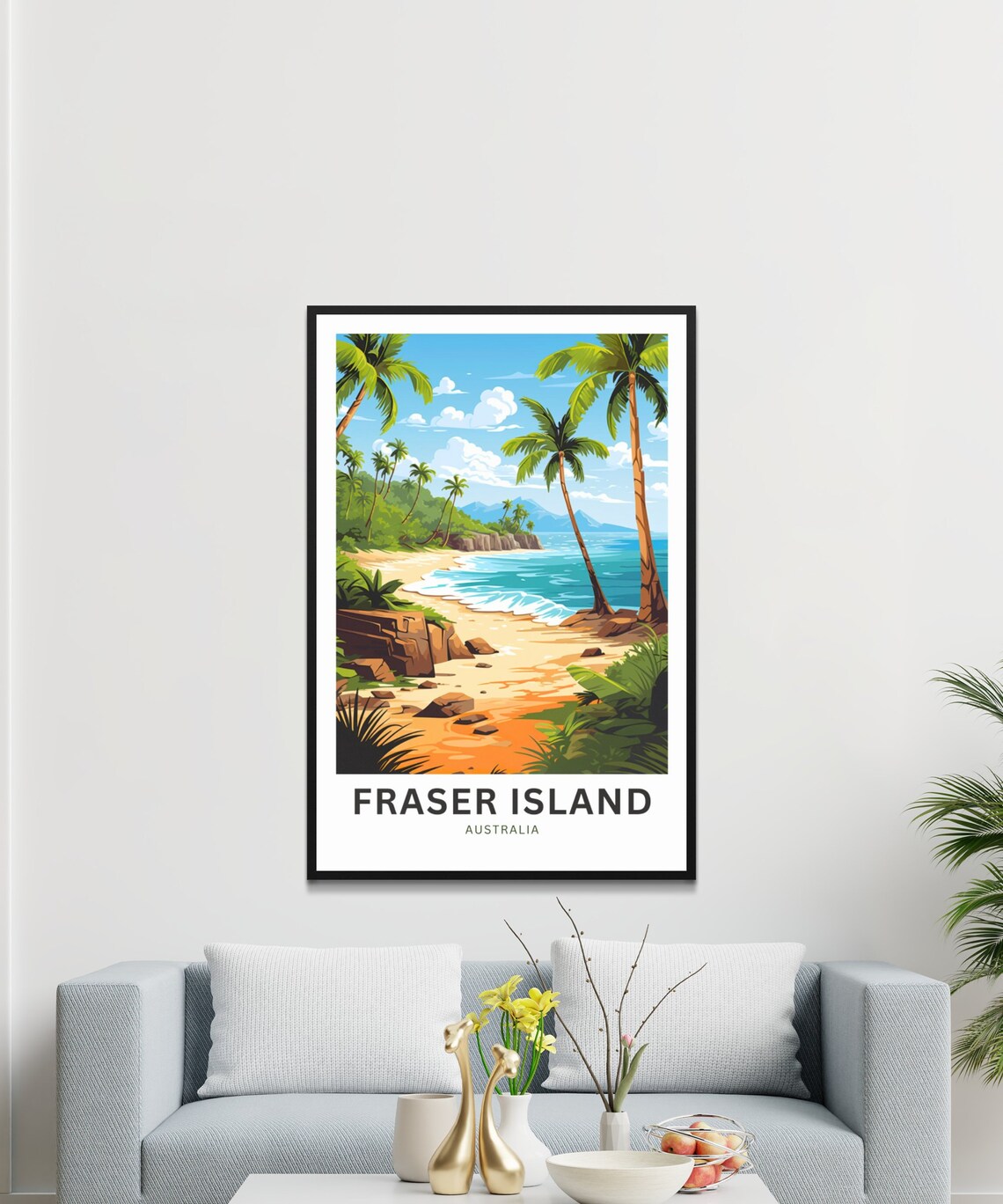 Fraser Island Australia Sandy Beach Palms Surf Travel Poster - Image 3