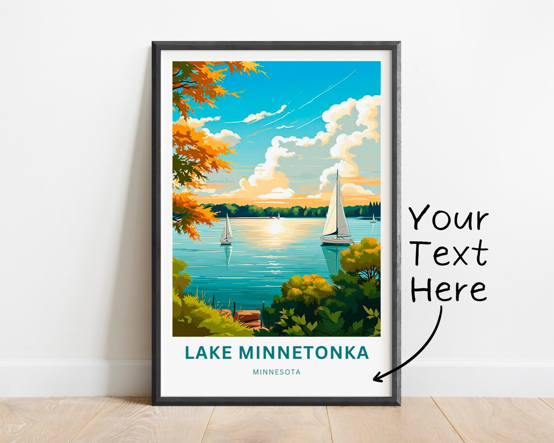 Personalized Lake Minnetonka Travel Poster, Minnesota