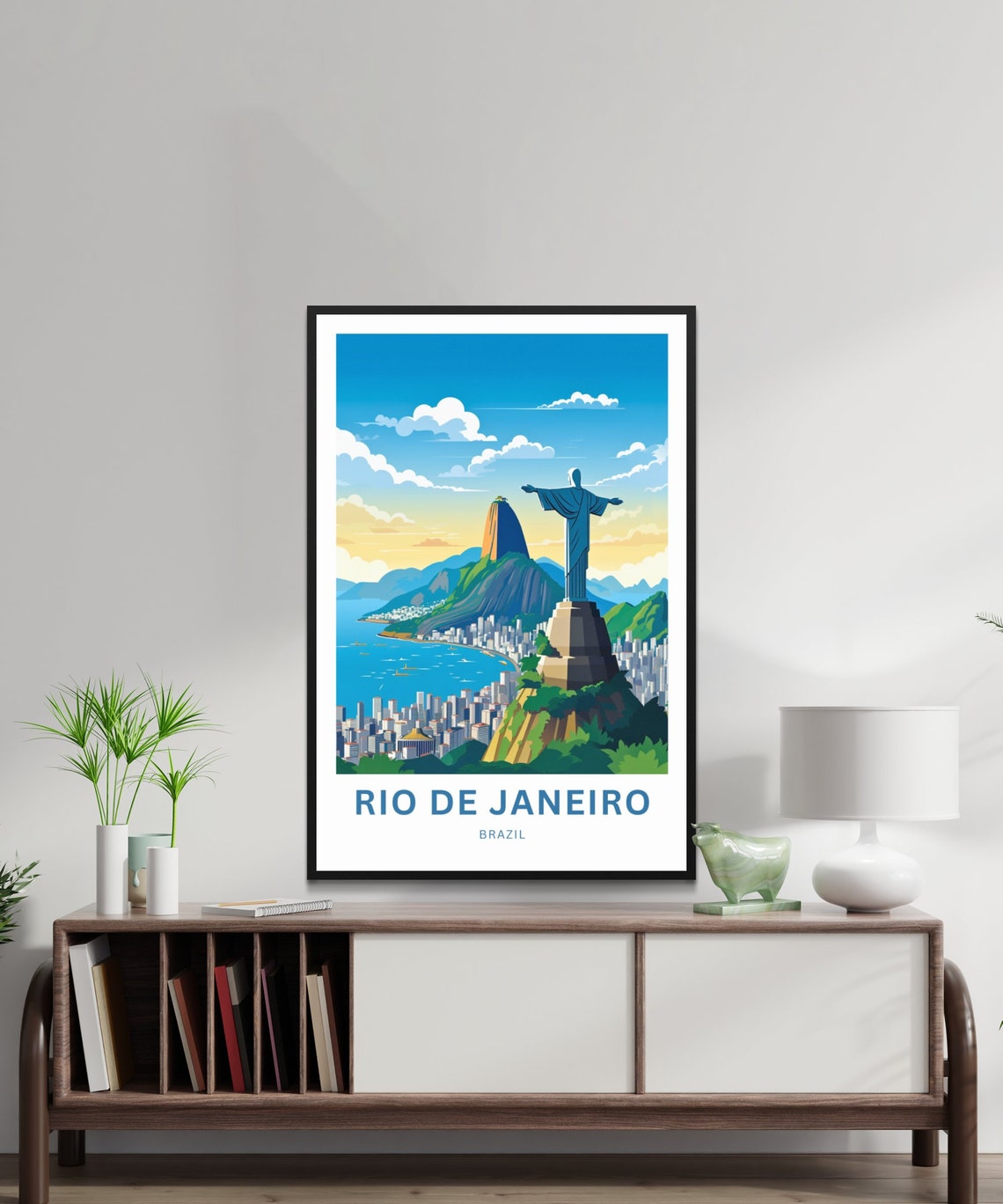 Rio De Janeiro Brazil Bay Skyline Personalized Custom Text Poster - Image 3