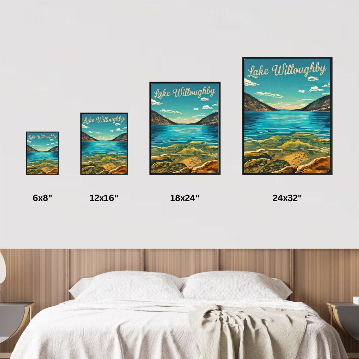 Lake Willoughby Vermont Rocky Shore Blue Lake Vintage Travel Poster - Image 3