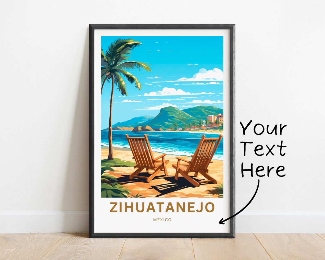 Personalized Zihuatanejo Mexico Beach Bay Mountain View Poster
