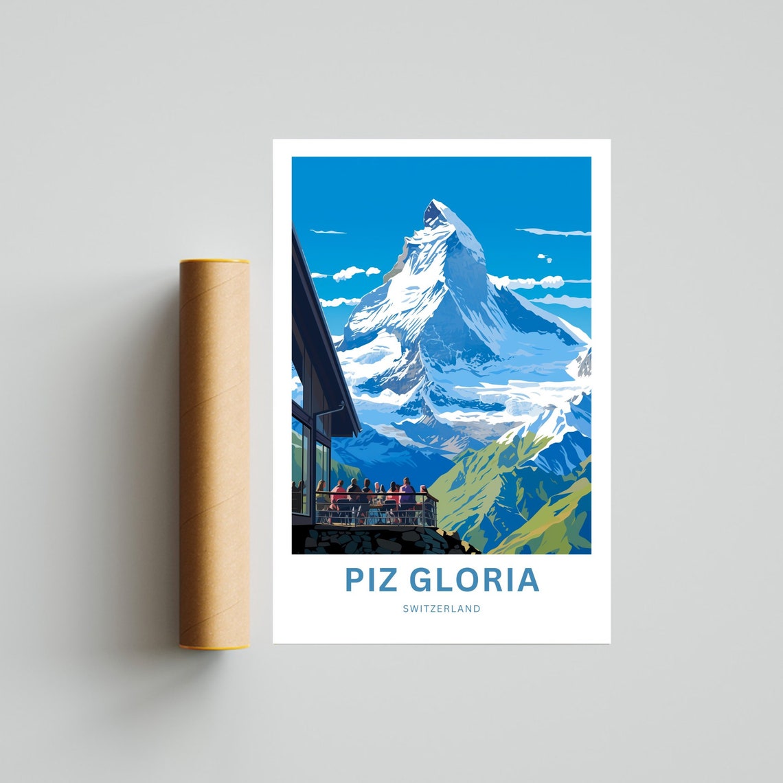 Personalized Piz Gloria Switzerland Alpine Peak Travel Poster - Image 4