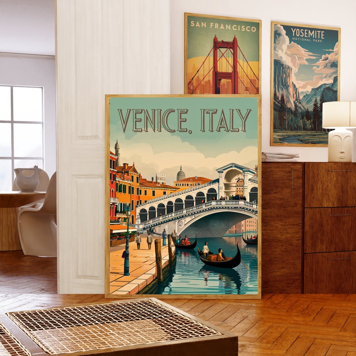 Venice Italy Rialto Bridge Gondolas Vintage Retro Grand Canal Poster - Image 5