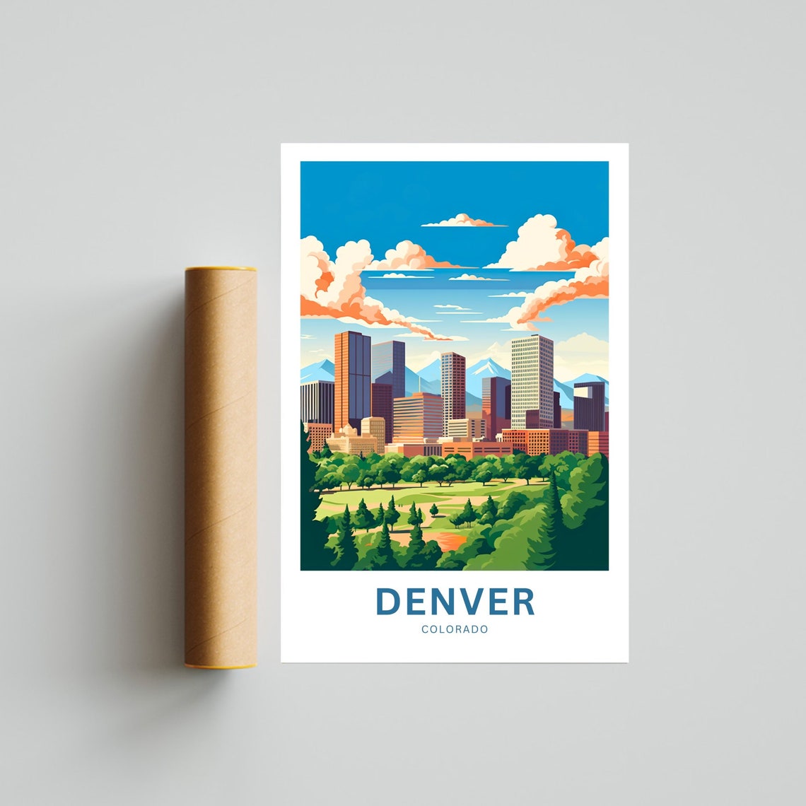 Denver Colorado City Skyline Rocky Mountain Views Personalized Poster - Image 4