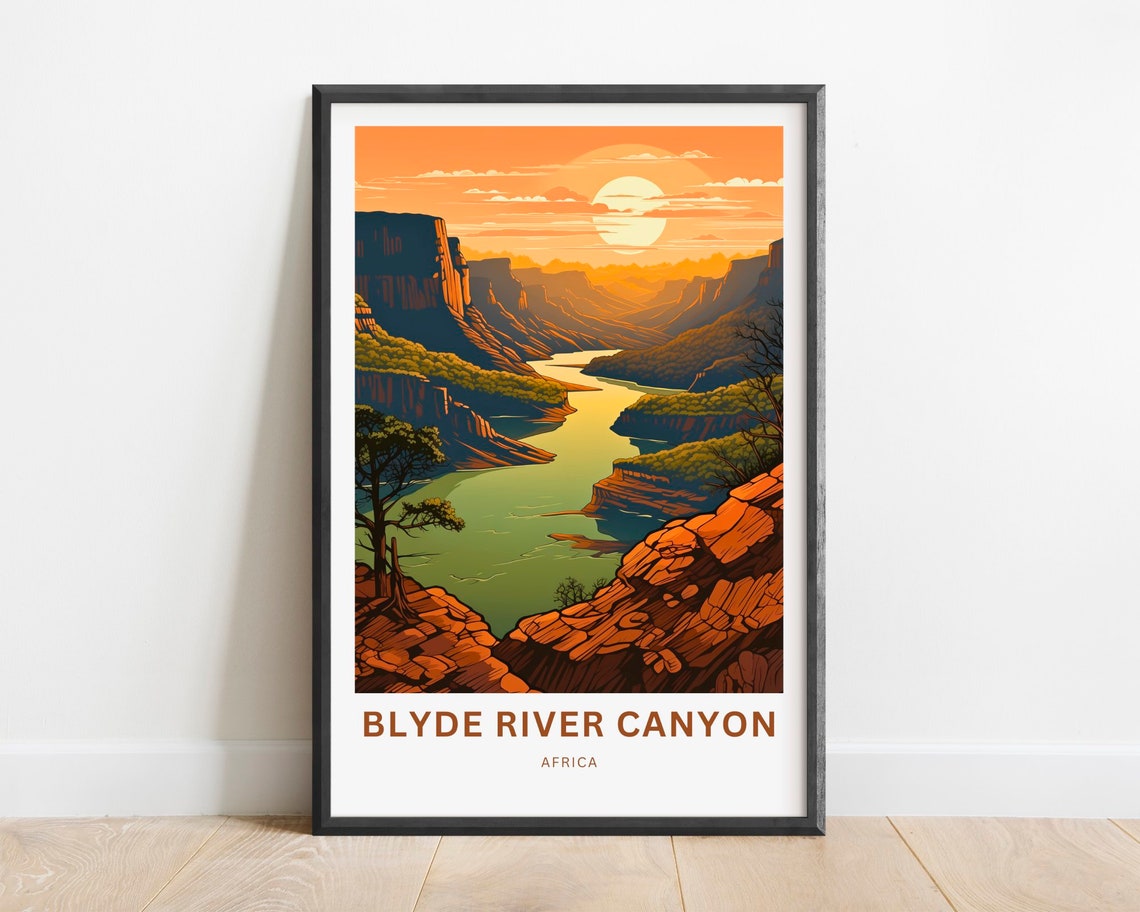 Blyde River Canyon Africa Sunlit River Cliffs Vista Travel Poster