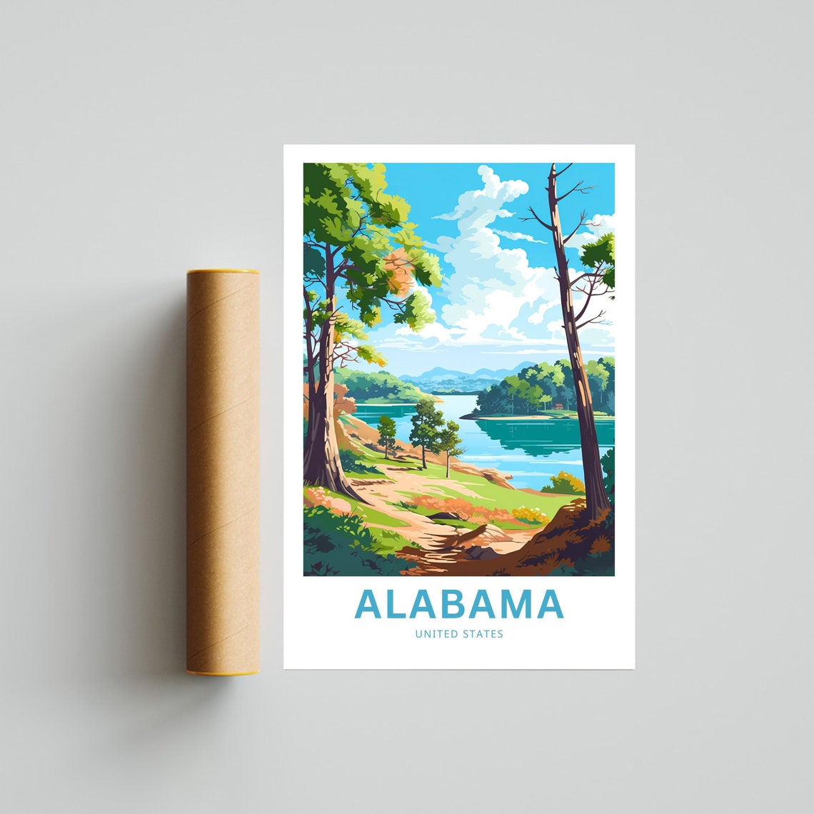 Alabama Personalized Travel Poster River Trees Custom Text Gift - Image 4