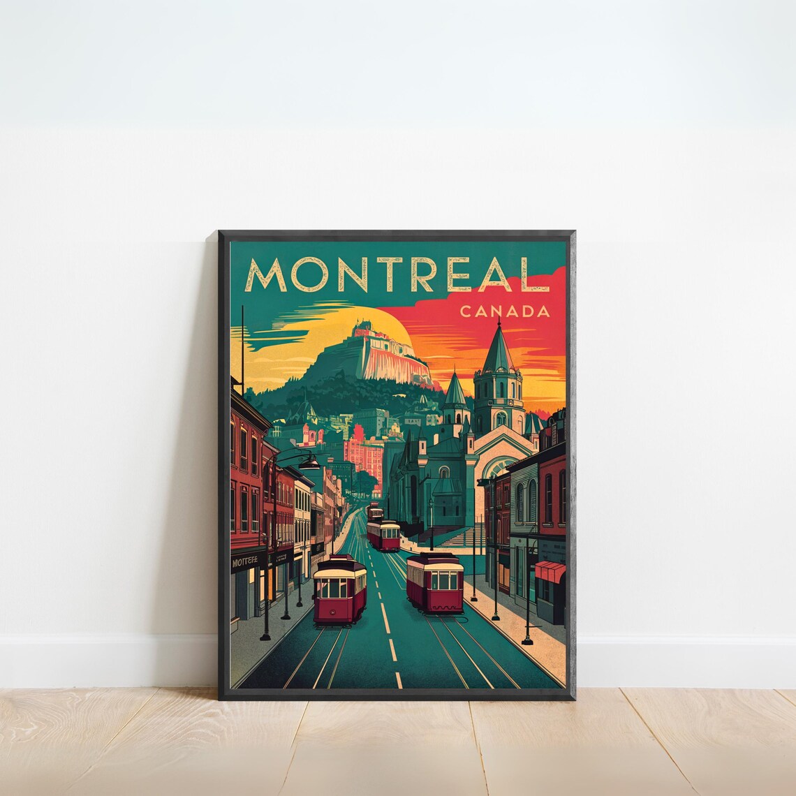 Montreal Vintage Style Cityscape Travel Poster