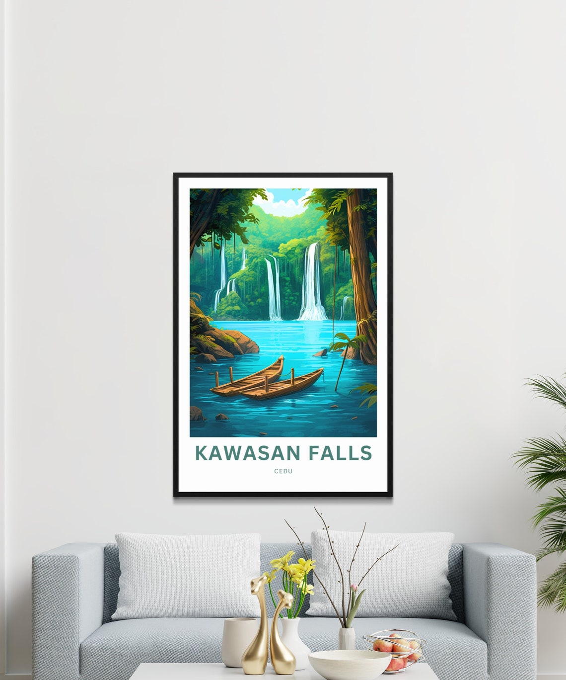Personalized Kawasan Falls Cebu Custom Text Jungle Falls Travel Poster - Image 3