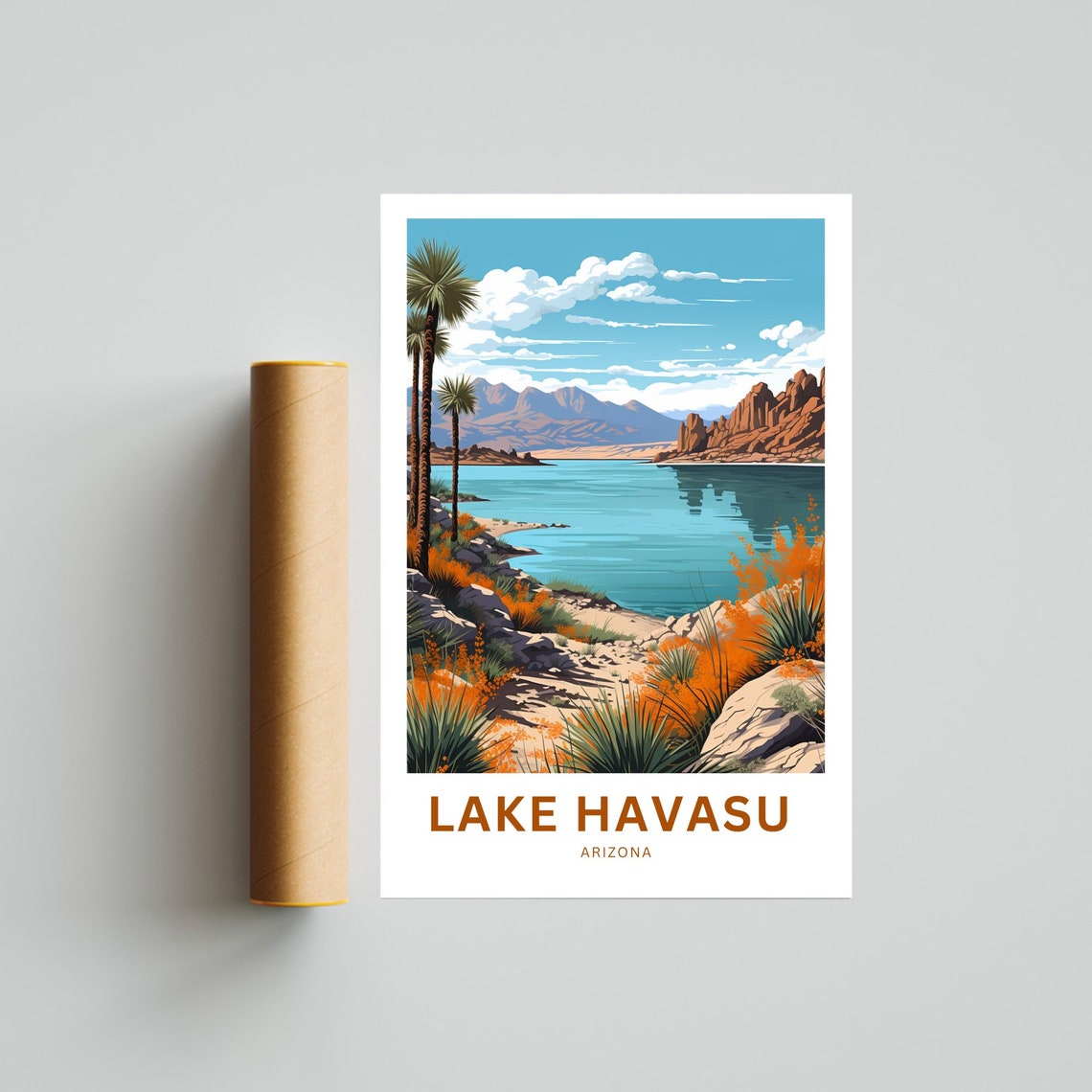Lake Havasu Arizona Desert Lake Palms Red Rocks Scenic Poster - Image 4