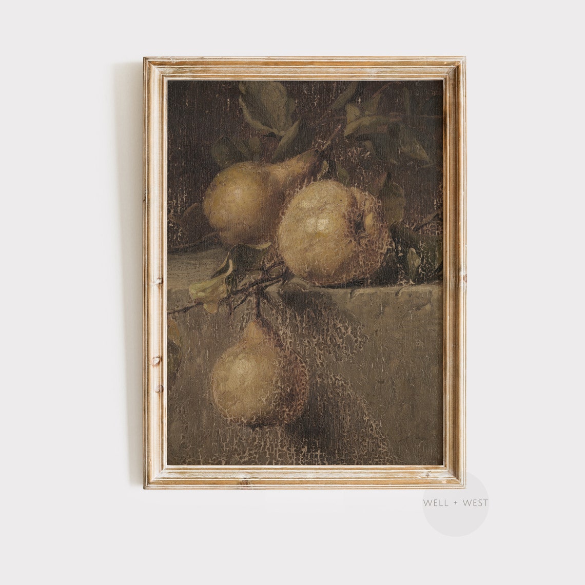 Antique Pear Still Life Moody Vintage Fruit Kitchen Wall Art Poster