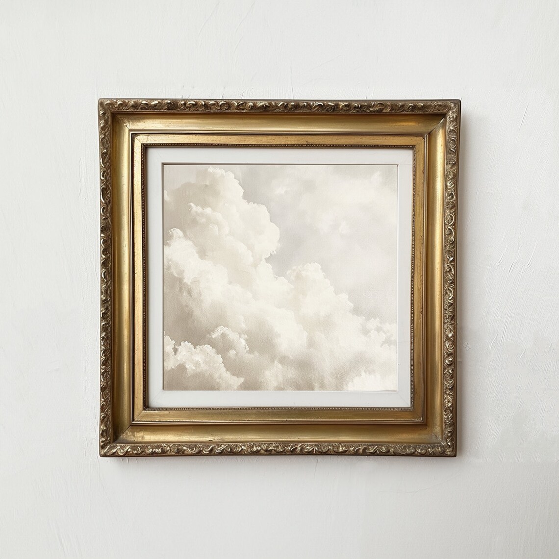Cloud Oil Painting Neutral Sky Print, Vintage Farmhouse - Image 2