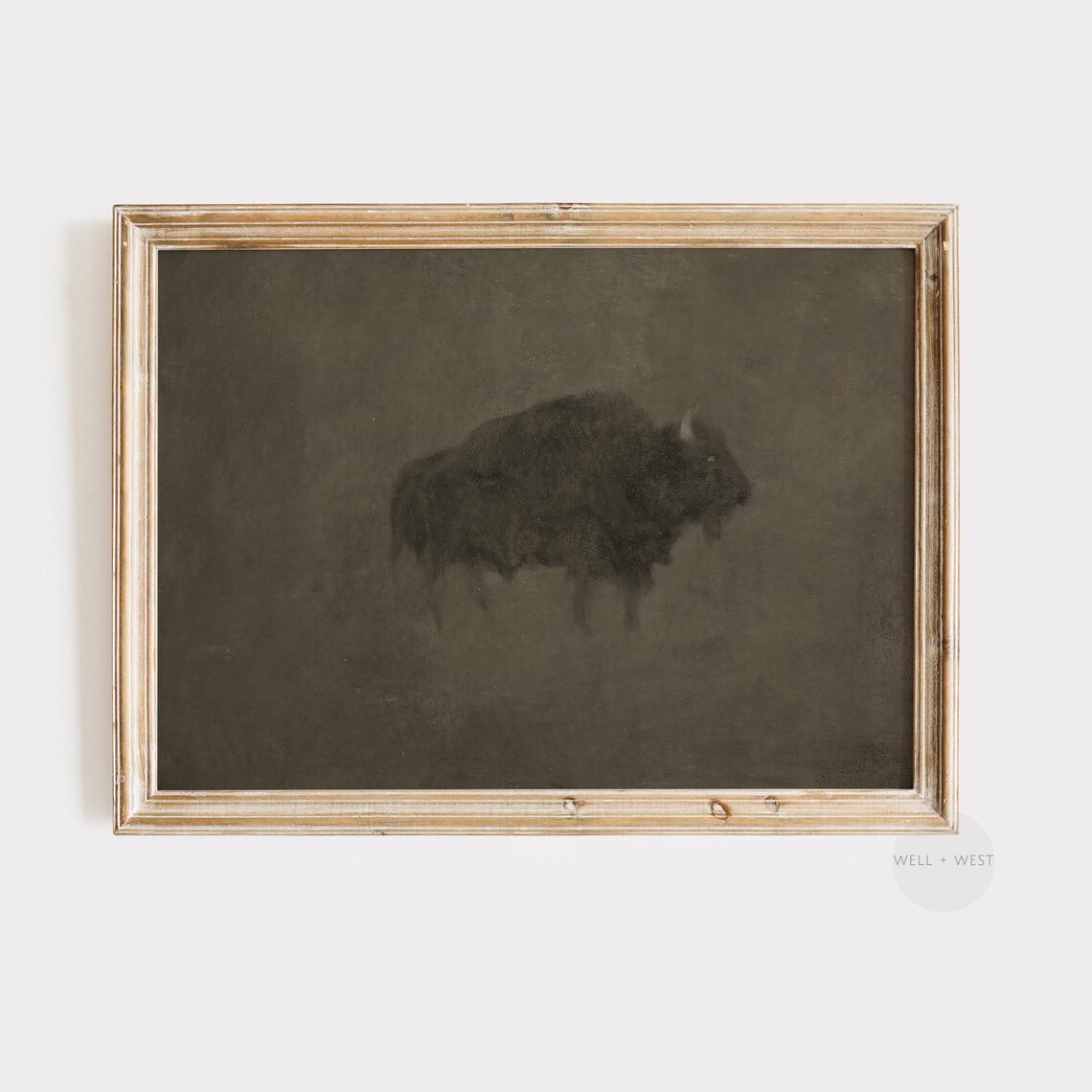 American Bison Emerging from the Dark Western Vintage Buffalo Painting Wall Poster