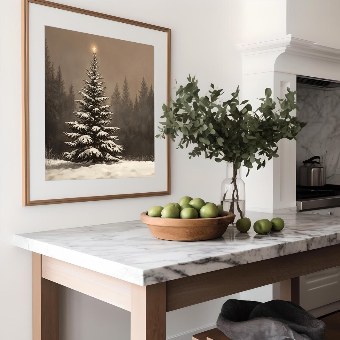 Dark Moody Forest Christmas Pine Tree Art Print - Image 2
