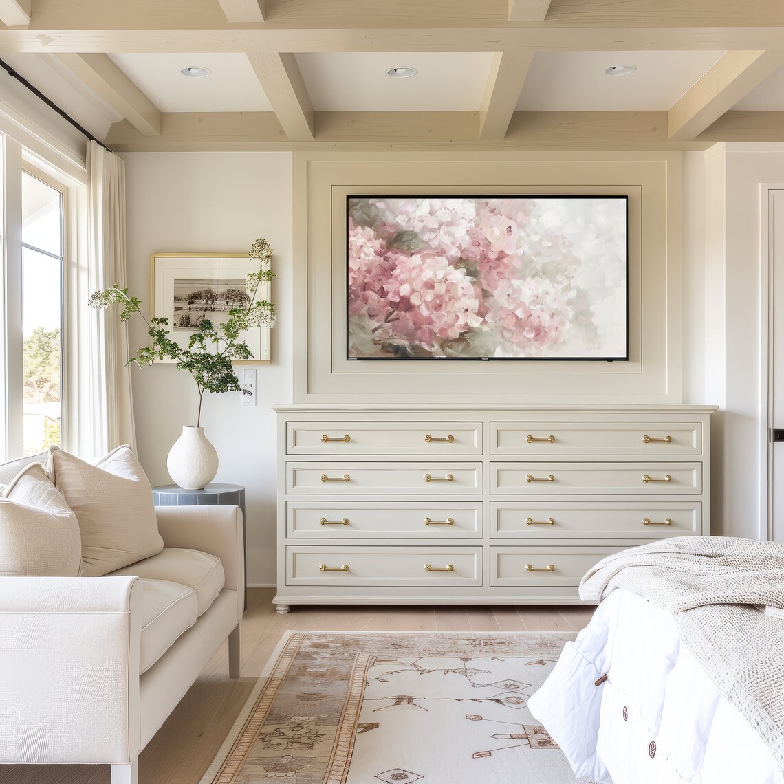 Pastel Pink Hydrangeas Vintage Style Art Print - Image 3
