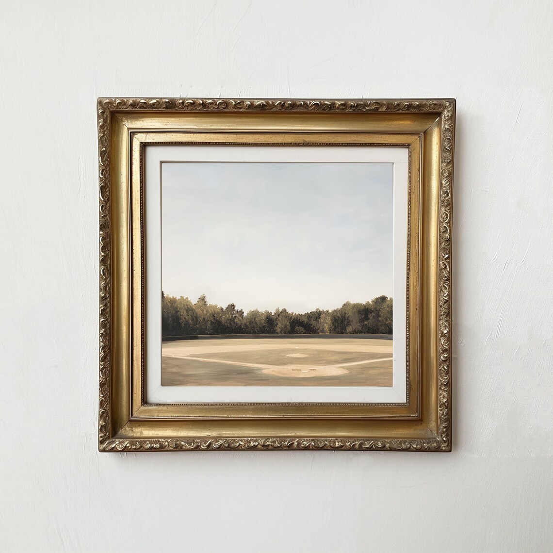 Baseball Field Vintage Style Minimalist Art Print - Image 2