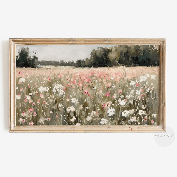 Wildflower Field Vintage Style Floral Art Print