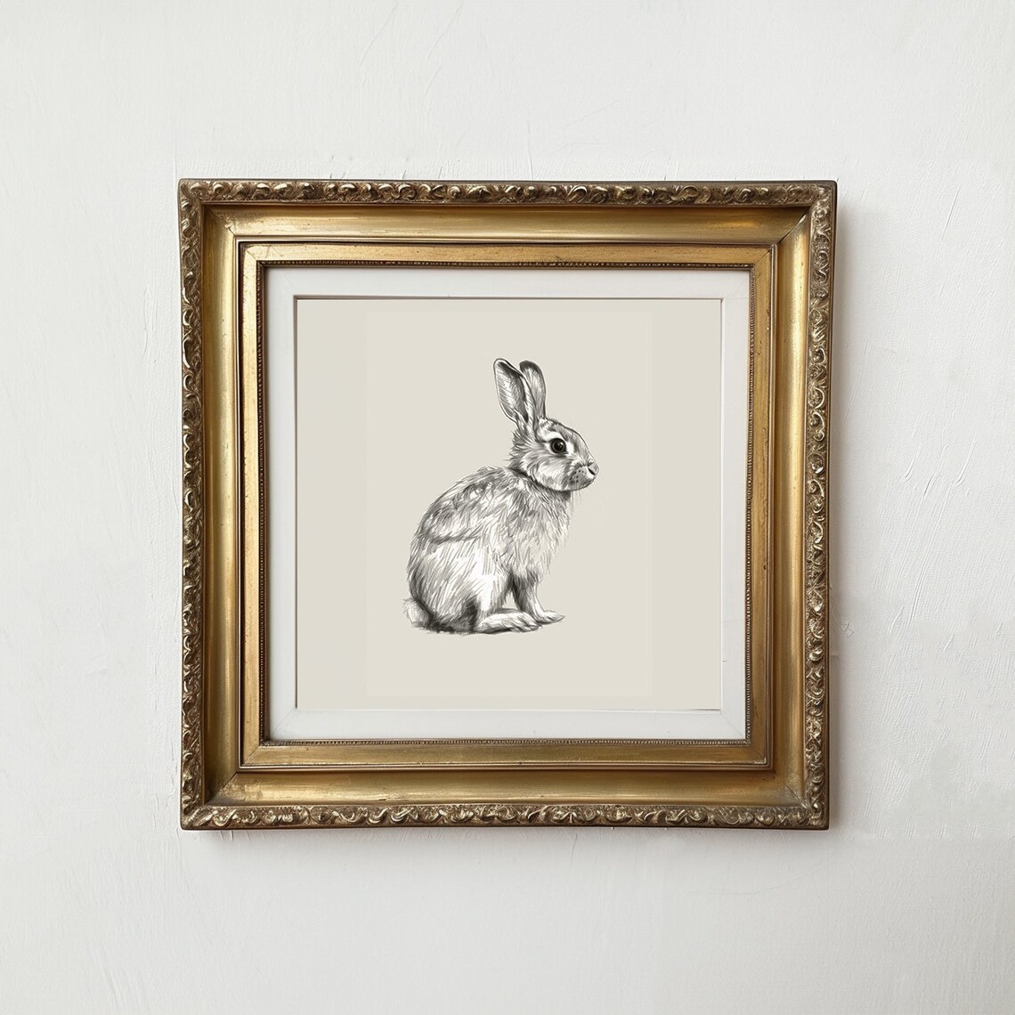 Vintage Easter Bunny Rabbit Sketch Art Print - Image 2