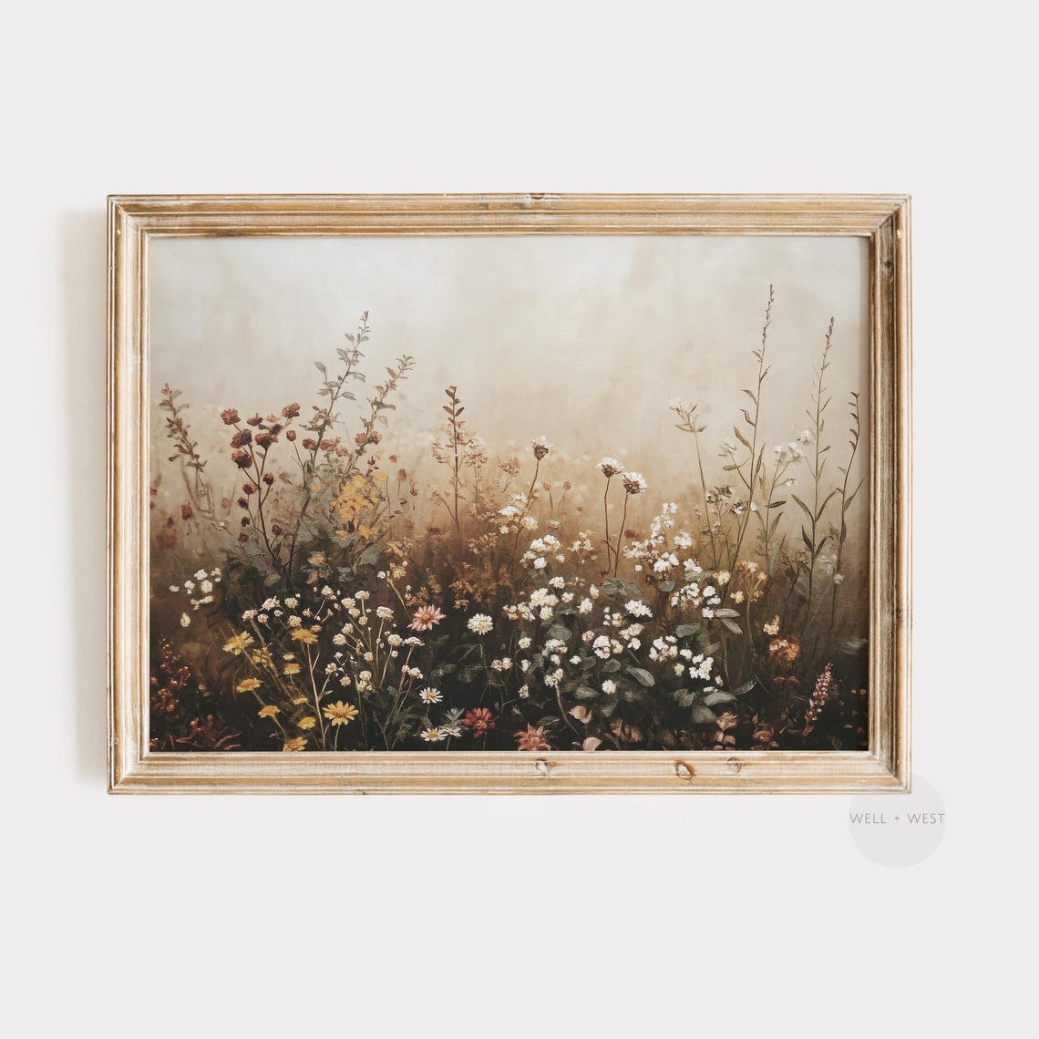 Rustic Fall Wildflower Meadow Autumn Field Vintage Floral Wall Art