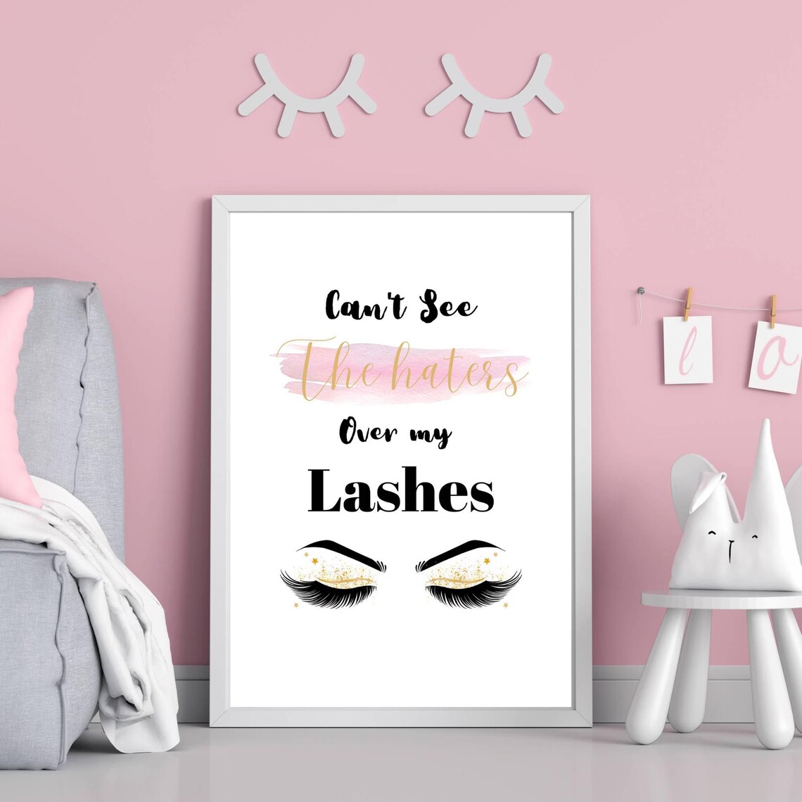Cant See The Haters Over My Lashes Glitter Eyelash Beauty Quote Poster - Image 2