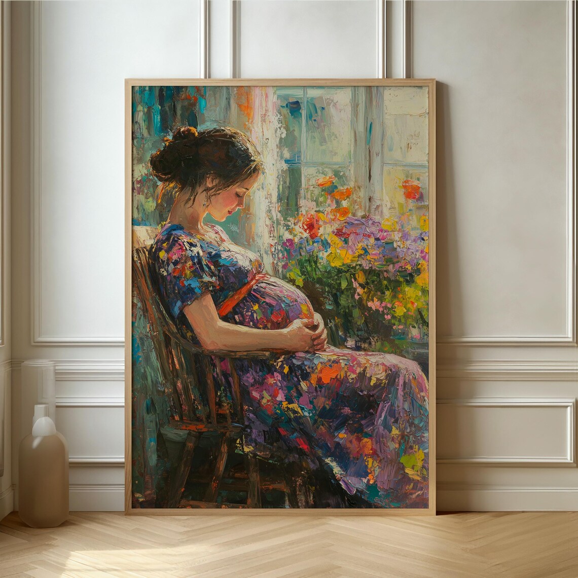 Expecting Motherhood Impressionist Pregnant Woman Portrait Poster