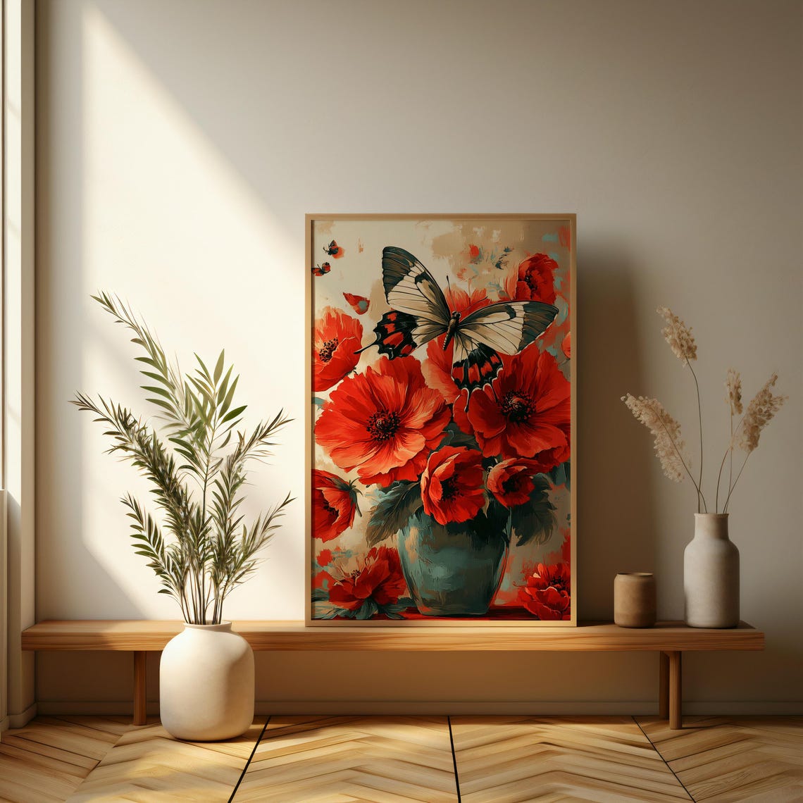 Vibrant Butterfly And Floral Arrangement Stunning Contemporary Art Poster For Nature Lovers And Home Decor Aficionados - Image 3