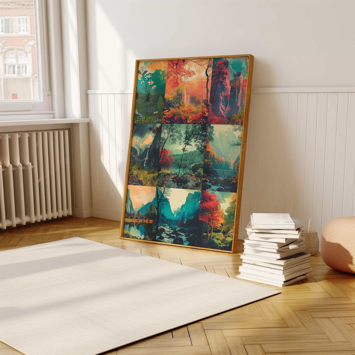Nine Panel Scenic Nature Landscape Rustic Collage Art Poster - Image 5