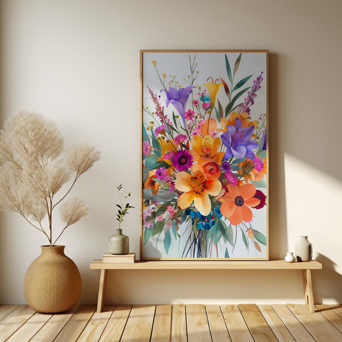 Cheerful Wildflower Bouquet In Bright Orange And Purple Poster - Image 2