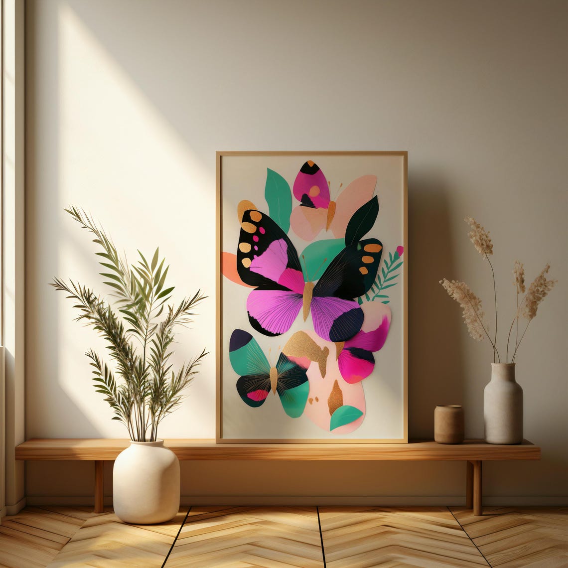 Modern Colorful Butterflies With Gold Accents Contemporary Poster - Image 3