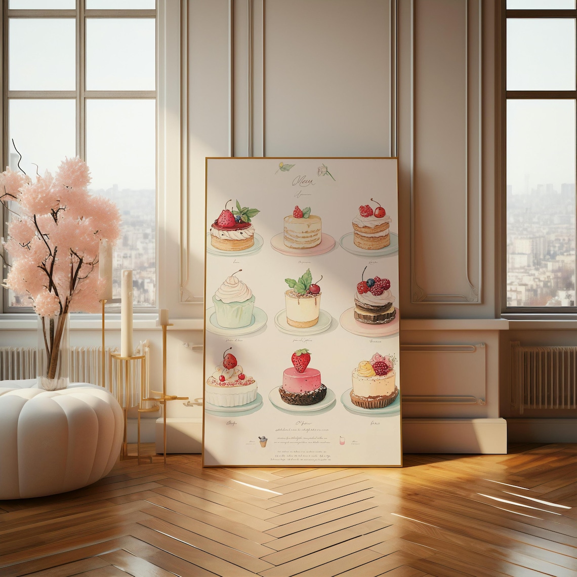 French Patisserie Dessert Menu Watercolor Illustration Poster - Image 4