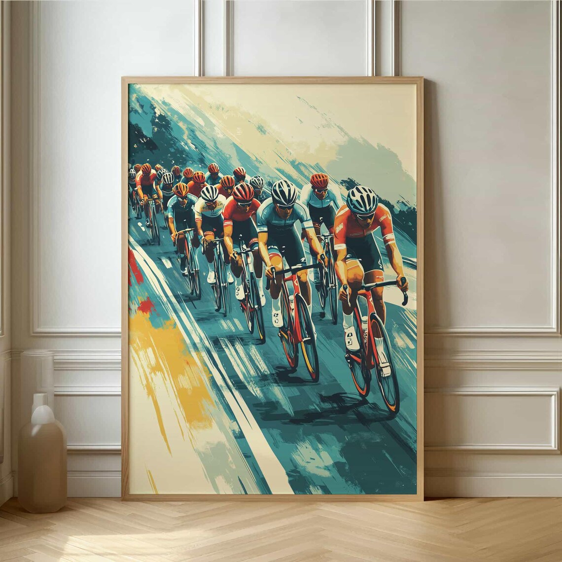 Road Cycling Race Peloton Retro Style Sports Illustration Poster